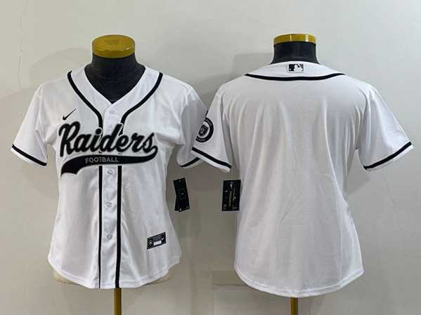 Youth Las Vegas Raiders Blank White With Patch Cool Base Stitched Baseball Jersey